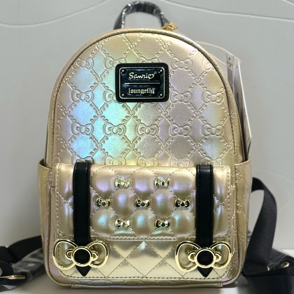 Hello Kitty Loungefly Sanrio Metallic Gold Backpack 50th Anniversary